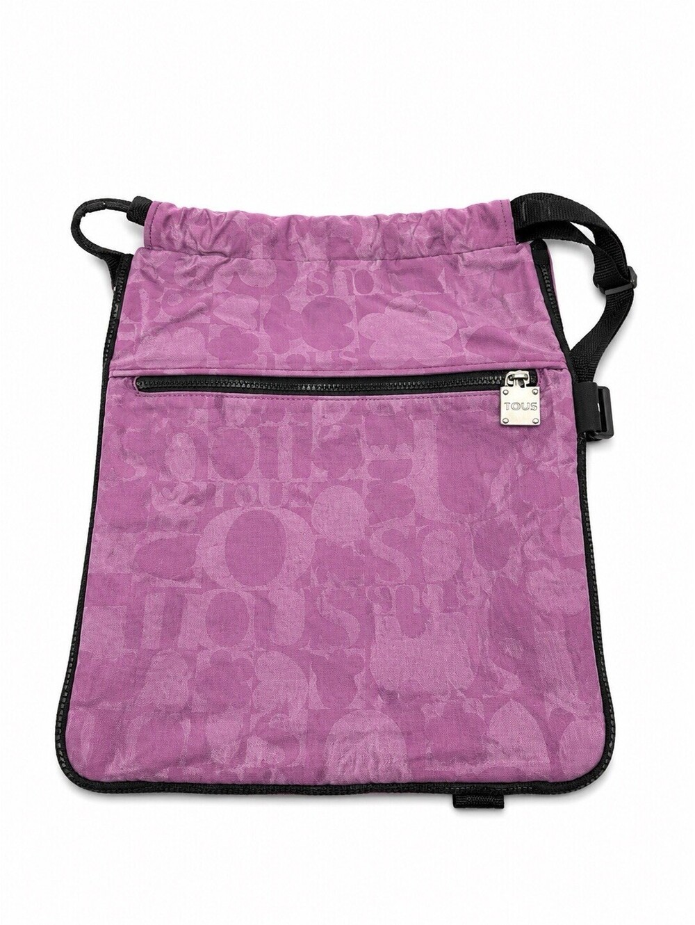 TOUS Drawstring Backpack Purple Expandable Logo All Over Bag